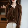 QingHe Cashmere Women's 30% Cashmere Cardigan - Soft & Warm Wool Blend Sweater