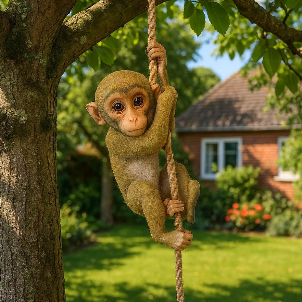 Handmade Monkey Hanging Ornament Cute Animal Statue Garden Climbing Monkey Figurine Plant Hanging