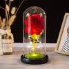 Glass Cover Simulation Rose Ornament Mother Valentine's Day Gift Luminous Bouquet Desktop Decoration Handmade