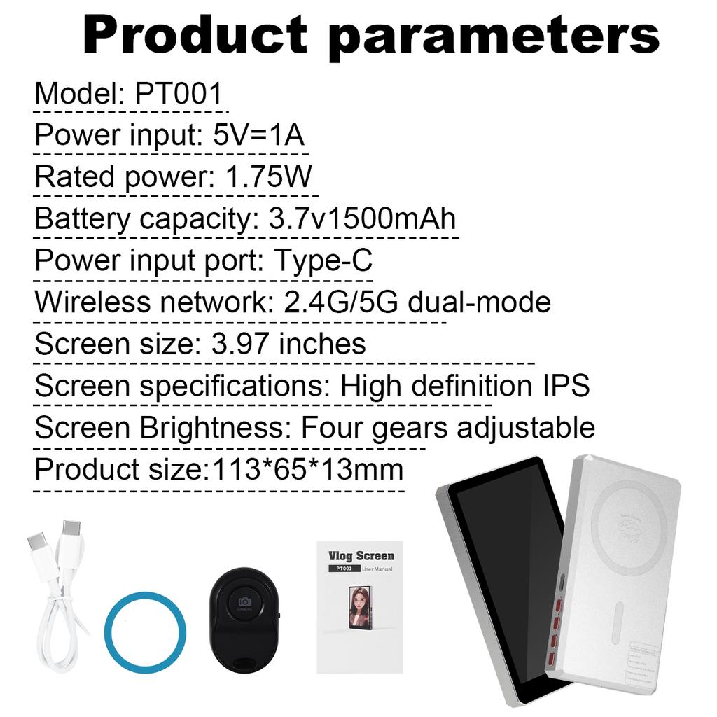 Magnetic Mobile Phone Selfie Monitor Screen For Smartphone Rear Camera Live Selfie Video Streaming for iPhone Android