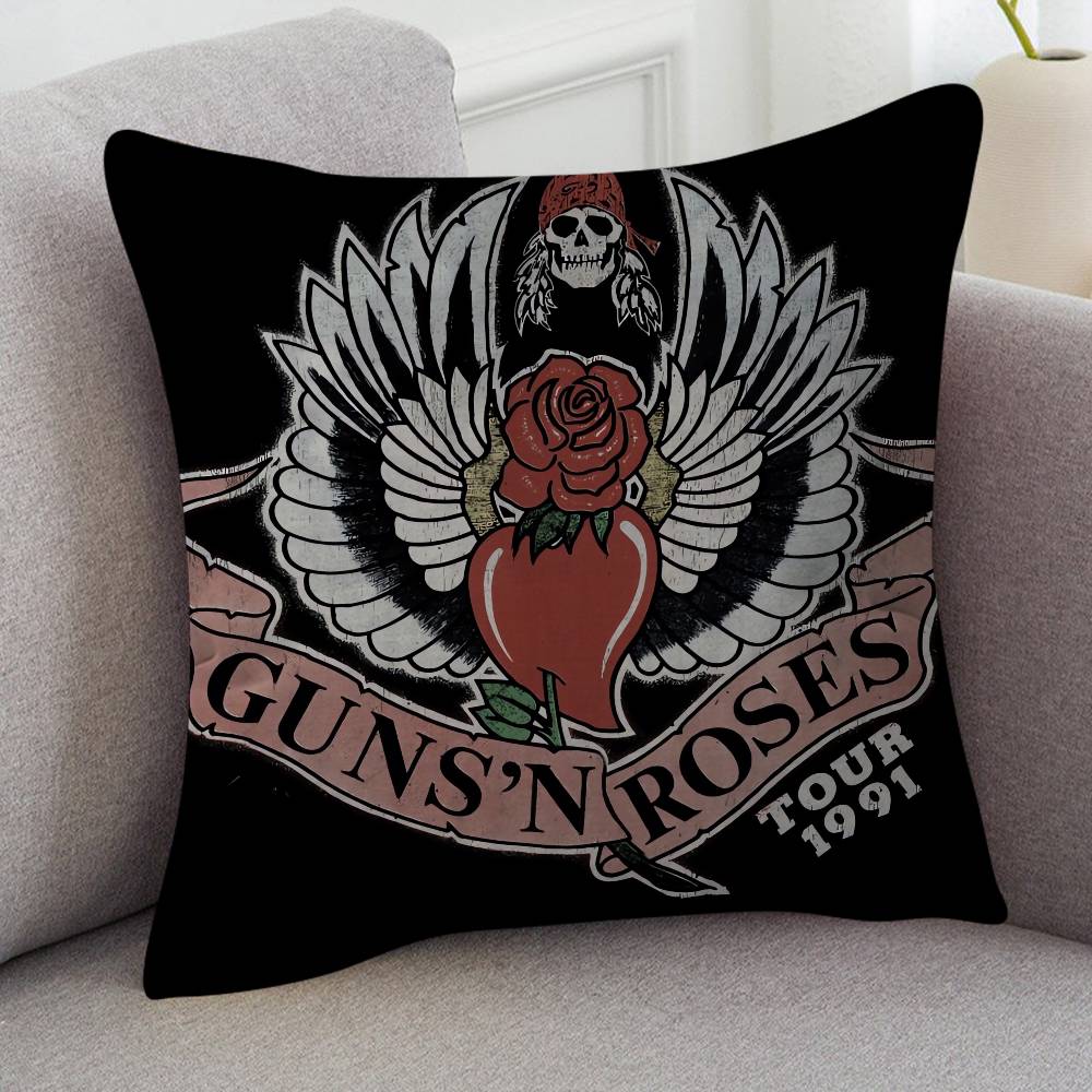 Rock Band Guns N Roses Cute Cartoon L Game Cushion Cover Pillowcase Upholstery Sofa Throw Pillow Home Decor Pillowcas