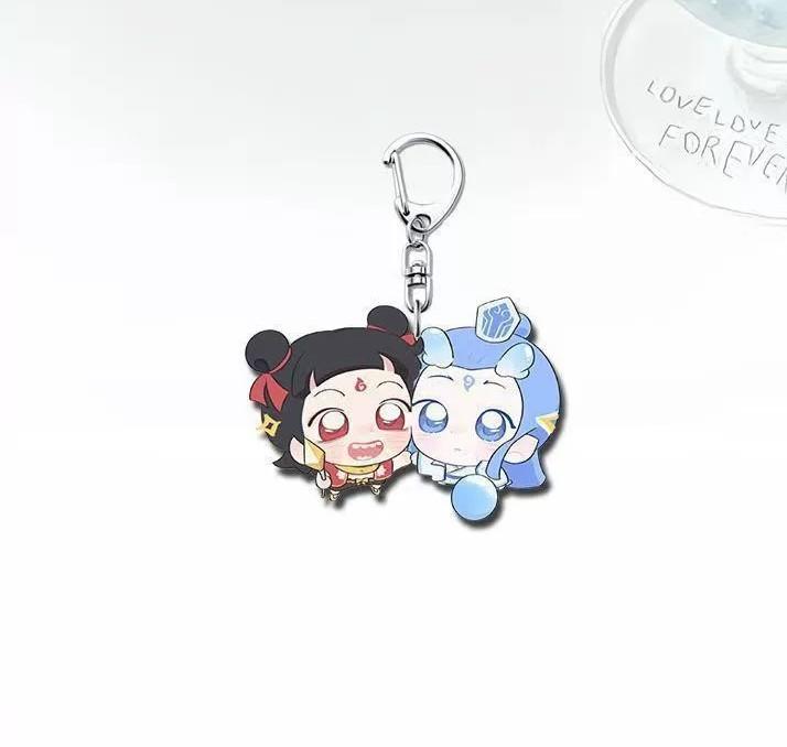 Nezha: Birth of the Demon Child Acrylic Keychain - Chinese Anime Motorcycle Accessories Cute KeyringCollectible Bag Charm