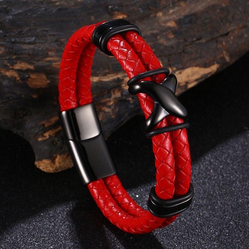 Gothic Men Fashion Braided Genuine Leather Bracelet Cross Accessories Homme Femme Bracelets Handmade Jewelry
