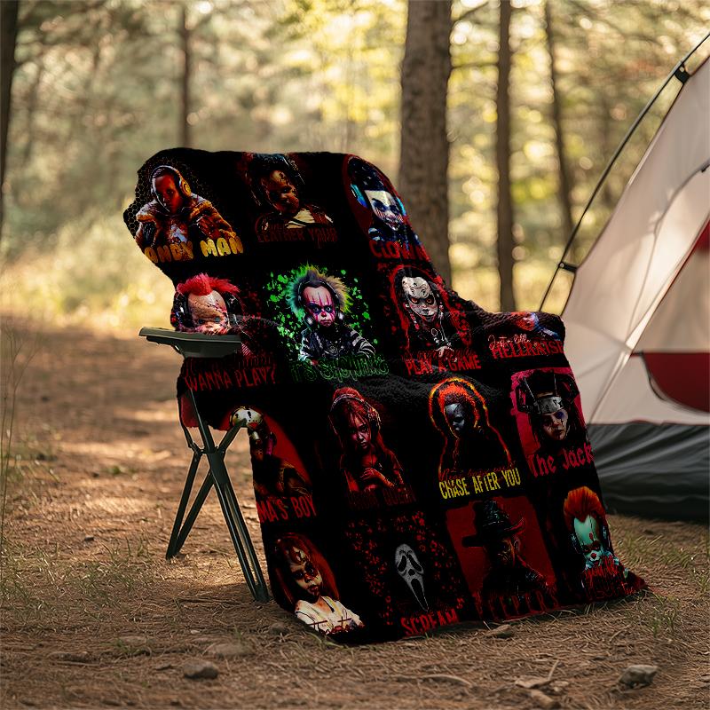 Halloween horror Theme Printed Blanket - Perfect for Couch, Bed, Travel & Outdoor Use | Machine Washable, Cozy & Durable.