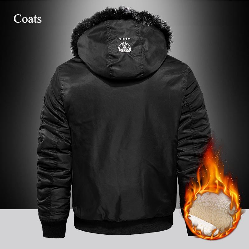 New Cotton-padded Men's Trend Plus Fleece Short Cotton-padded Jacket Young and Large Size Winter Coat with Hood