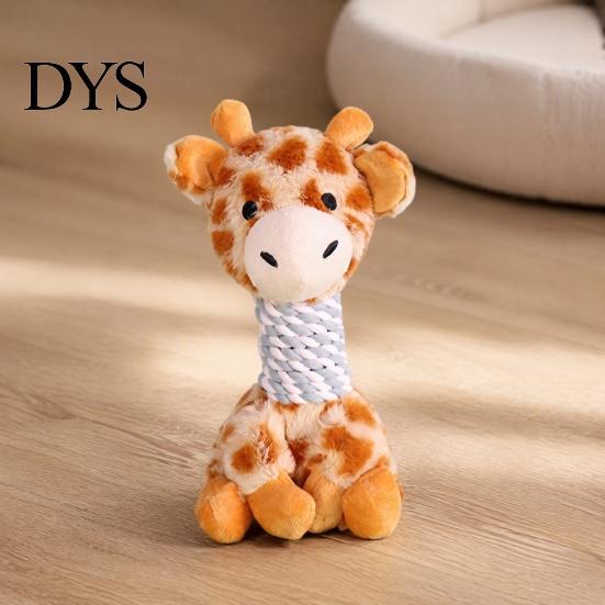 Interactive Tug of War Rope Stuffed Animal Dog Toy, Indestructible Giraffe Raccoon Squeaky Plush Toy Durable Companions with Rope, Soft Washable Chew