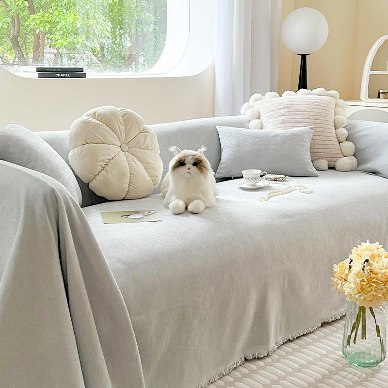 Cream Chenille Sofa Cover All-inclusive One-piece Cover Anti-cat Scratch Sofa Cover Cushion