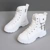 W2579 New Winter Women's Solid Color Velvet Mid-top Cotton Shoes Snow Boots Heightening Casual Warm Cotton Shoes