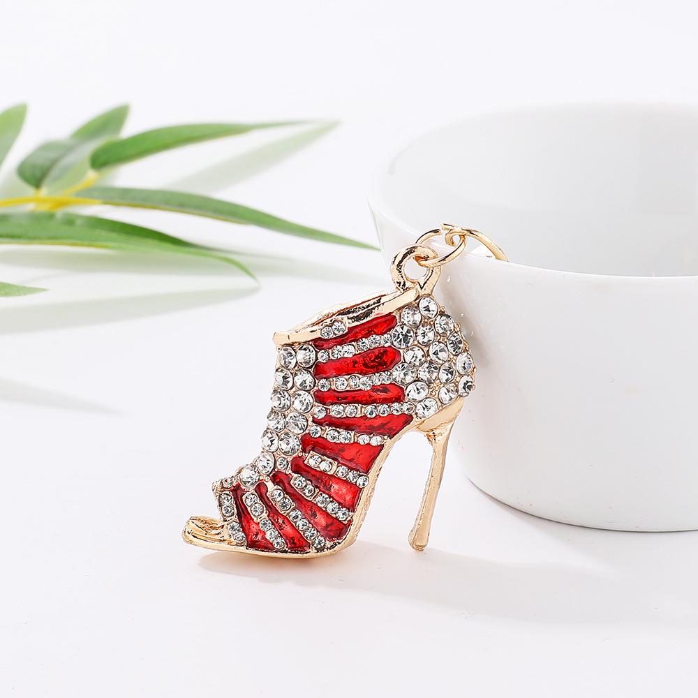 Rhinestone High Heel Metal Keychain - Women's Bag Charm, European & American Style