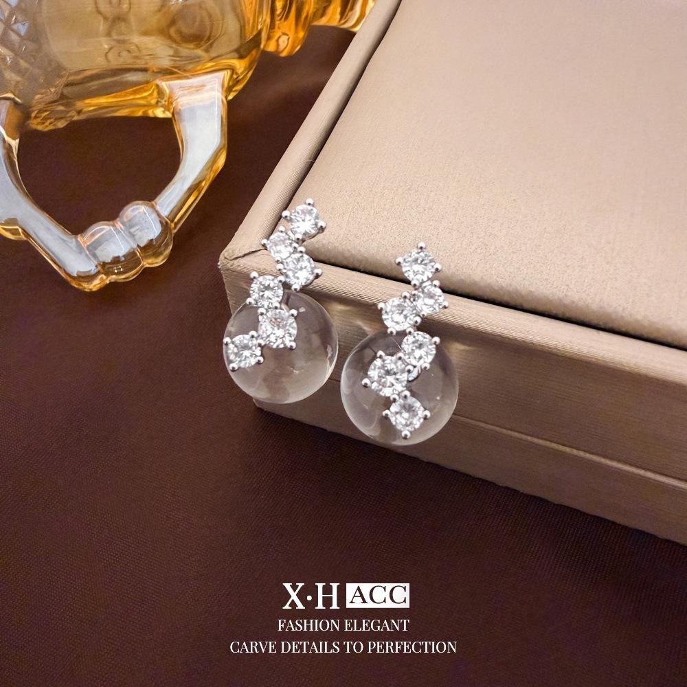 Silberne Nadel Katzenaugenstein Blume Ohrringe - Elegantes, vielseitiges Modeaccessoire für Frauen
