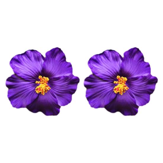 1 Pair Women Hairpins Bohemia Style Large Flower Decor Hair Clips Bright Color Hair Pins Sea Beach Hair Accessories