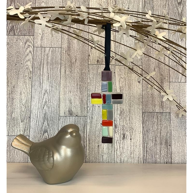 Handmade in USA Mosaic Glass Confirmation Cross for Girls or Boy - Confirmation Gift for Goddaughter/Godson/Grandson/Gra 4 Inch (Pack of 1)