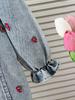 Girls Embroidered Denim Dress Ruffled Collar Bow Design Hollow Lace Hem Cute Casual Durable Soft Fabric Breathable for All Seasons Occasions