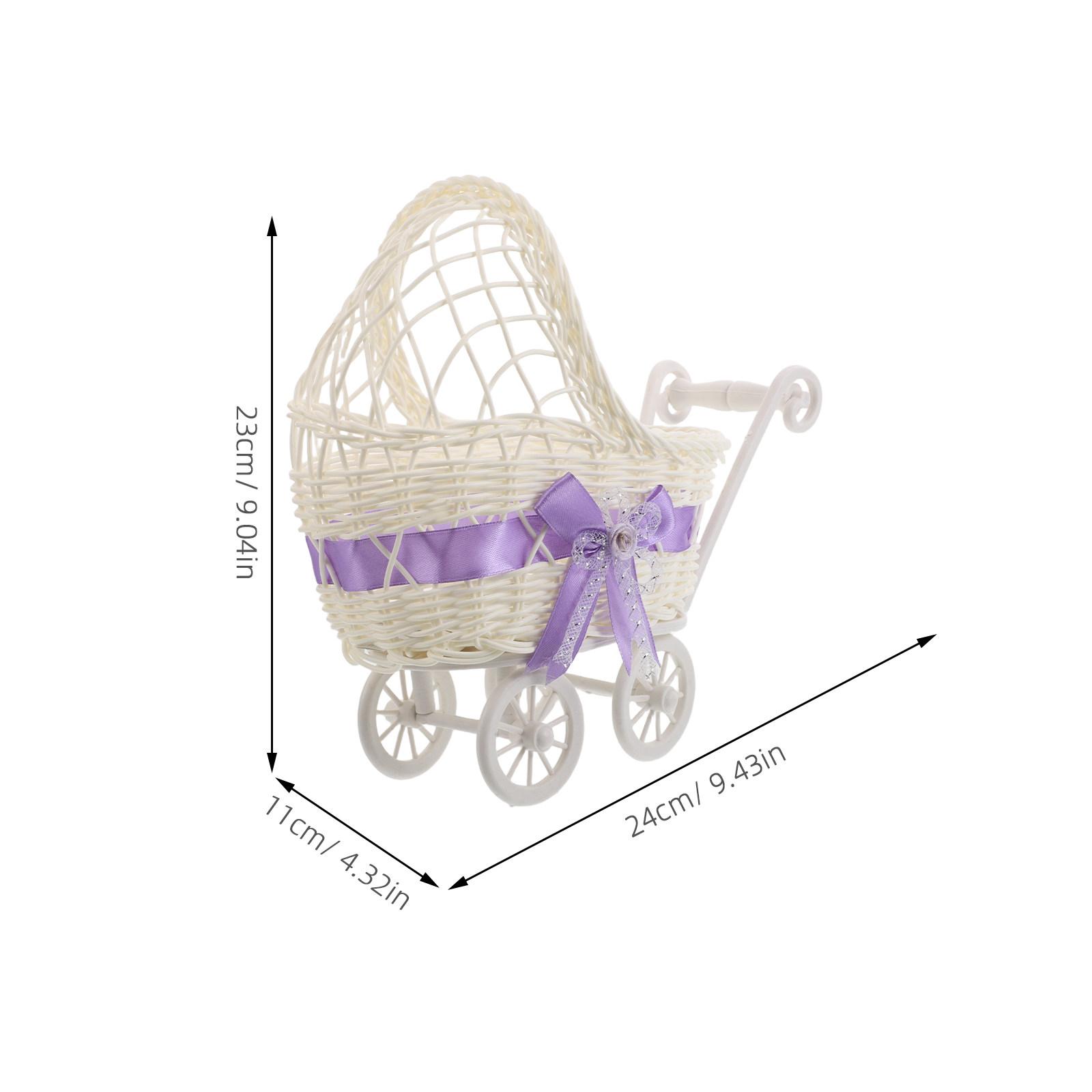 

Trolley Shaped Woven Candy Basket Mini Imitation Rattan Flower Basket Wedding Baby Shower Decorative Candy Cart Chocolate Snack фіолетовий