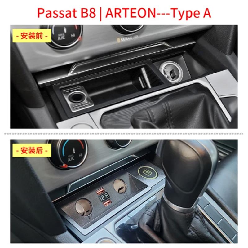 

New For VW Passat B6/ B7/ B8/ ARTEON/ CC/ R36 Car Charger Quick Charge Cigarette Lighter Splitter One for Two QC3.0 TypeC 2025