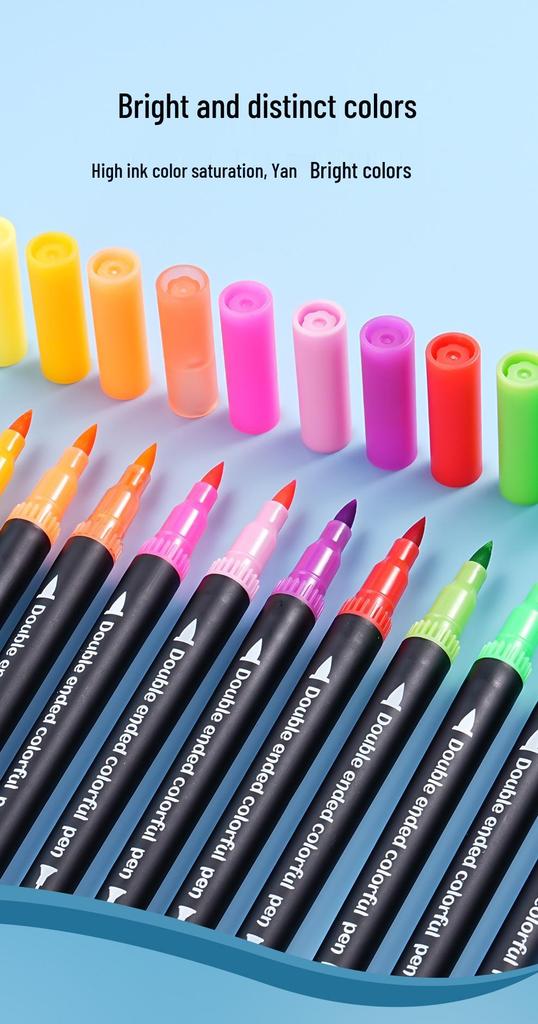 120-Color Double-Ended Watercolor Marker Pen Set for Painting, Doodling, and Outlining with Children's Paint Brushes