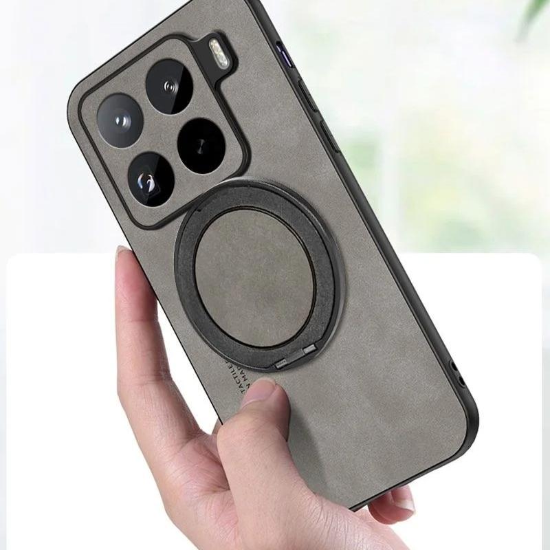 For Honor 600 Pro Magsafe Magnetic Rotating Bracket Phone Case For Honor 600 Pro Sheepskin Leather Matte Shockproof Cover Bumper