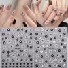 1 st 3D Nagelklistermärken Vita/Svarta Blomblad Nageldekorationer Elegant Bröllopsdesign Vår Sakura Manikyr Slider Dekor
