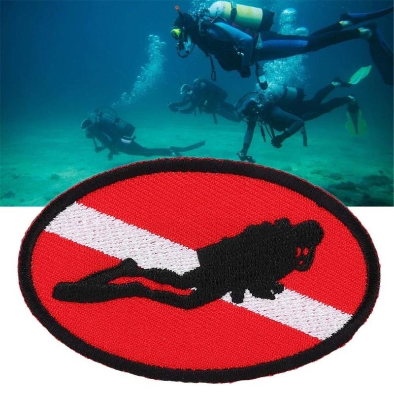 Scuba Diving Dive Flag Embroidered Patches Flag Iron On Diving Flag Patches Embroidered Diver Badge