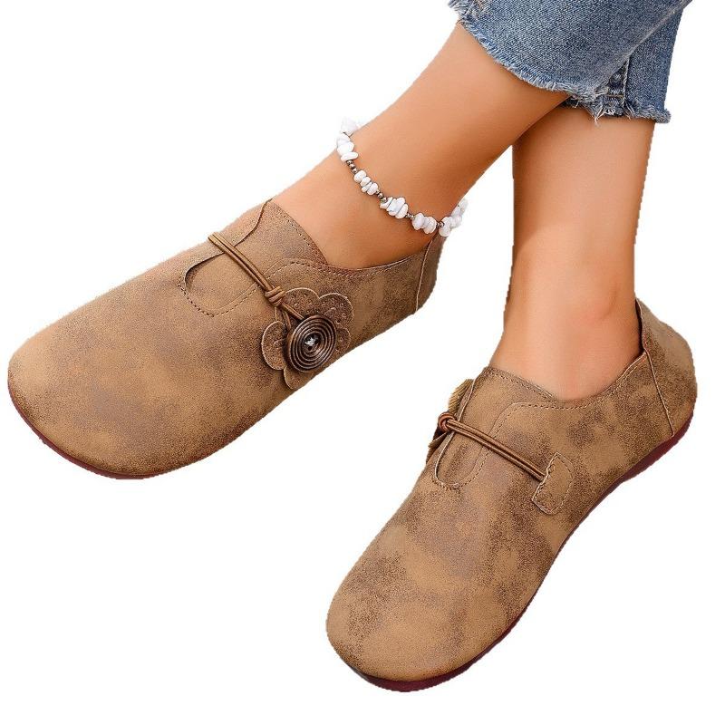Large Size Flat-bottomed Casual Single Shoes for Women's Spring and Autumn New Flat-bottomed Round Head Shallow Mouth Doudou Women's Single Shoes
