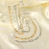 2025 Gold Sliver Color Stainless Steel Link Chain Bracelets Necklace Sets For Women Big Link