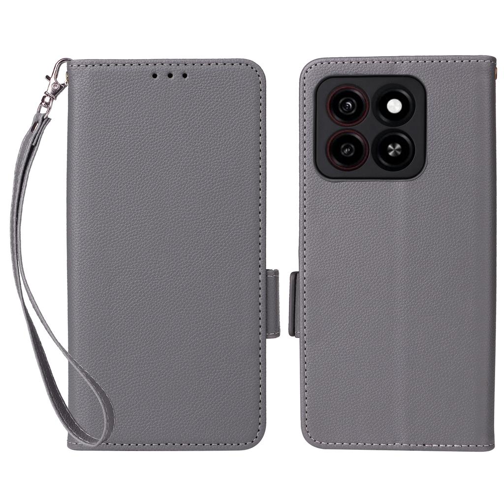 Für ZTE Blade A35/Blade A55 Hülle mit Handschlaufe Litschi-Textur PU-Leder Brieftasche Handyhülle