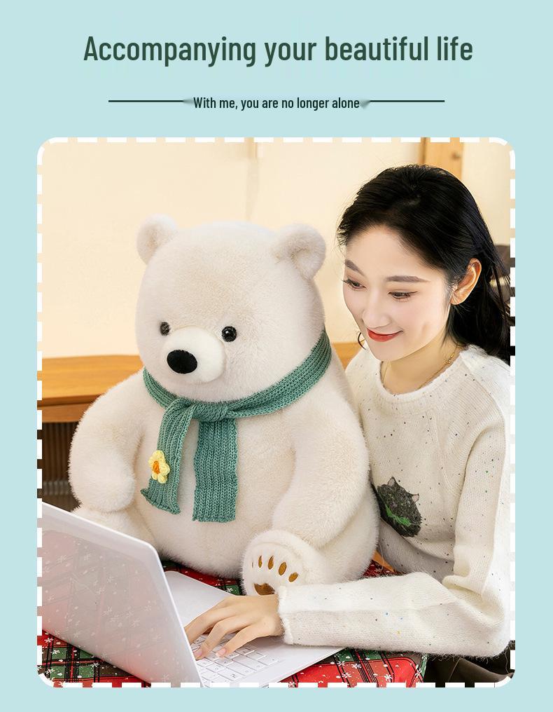 Polar Bear Plush Scarf Companion: Cute Holiday Gift Toy