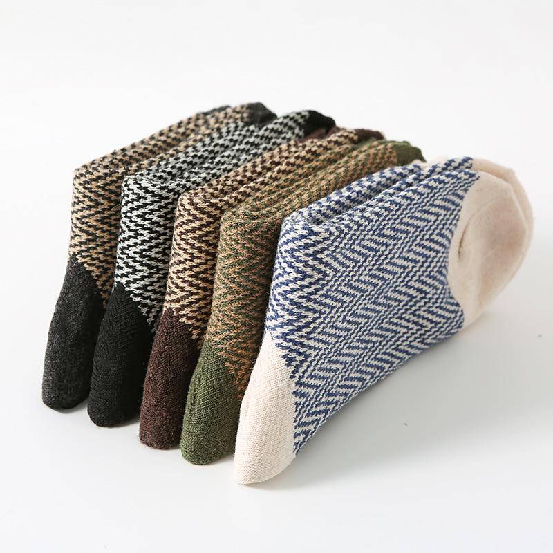 5/10 Pairs Autumn Winter Warm Thickened Rabbit Wool Socks Mid Calf Men's Socks Retro Ethnic Style Men's Wool Socks Comfortable