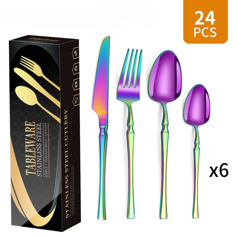 Lantuan Dazzling Small Waist 24-Piece Stainless Steel Cutlery Set