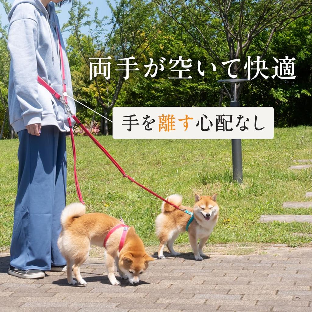 Two-Dog Shoulder Leash - Tangle-Free, Suitable for Medium and Small Dogs, Shoulder-Worn, Multi-Dog Households, Cute, Stylish, Durable, Shiba Inu, Made