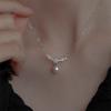 925 Sterling Silver Pearl Necklace Simple Style Charm Geometric Shape Pendant Choker Birthday Gift for Women Exquisite Jewelry