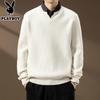 PLAYBOY Men's Fake Two-piece Shirt Collar Knit Sweater