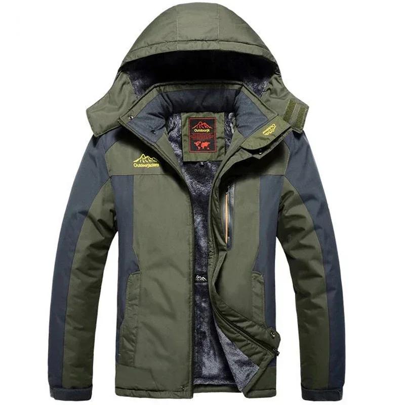 -30 Veste Chaude d'Hiver pour Homme Coupe-vent Imperméable Doublée Polaire Épaissie Manteau à Capuche Outdoor Camping Ski Parka Grande Taille