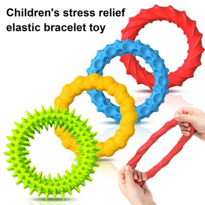 4Pcs Silikon Sensorischen Armband Spielzeug Angst Stress Relief Strukturierte Ring Zappeln Spielzeug