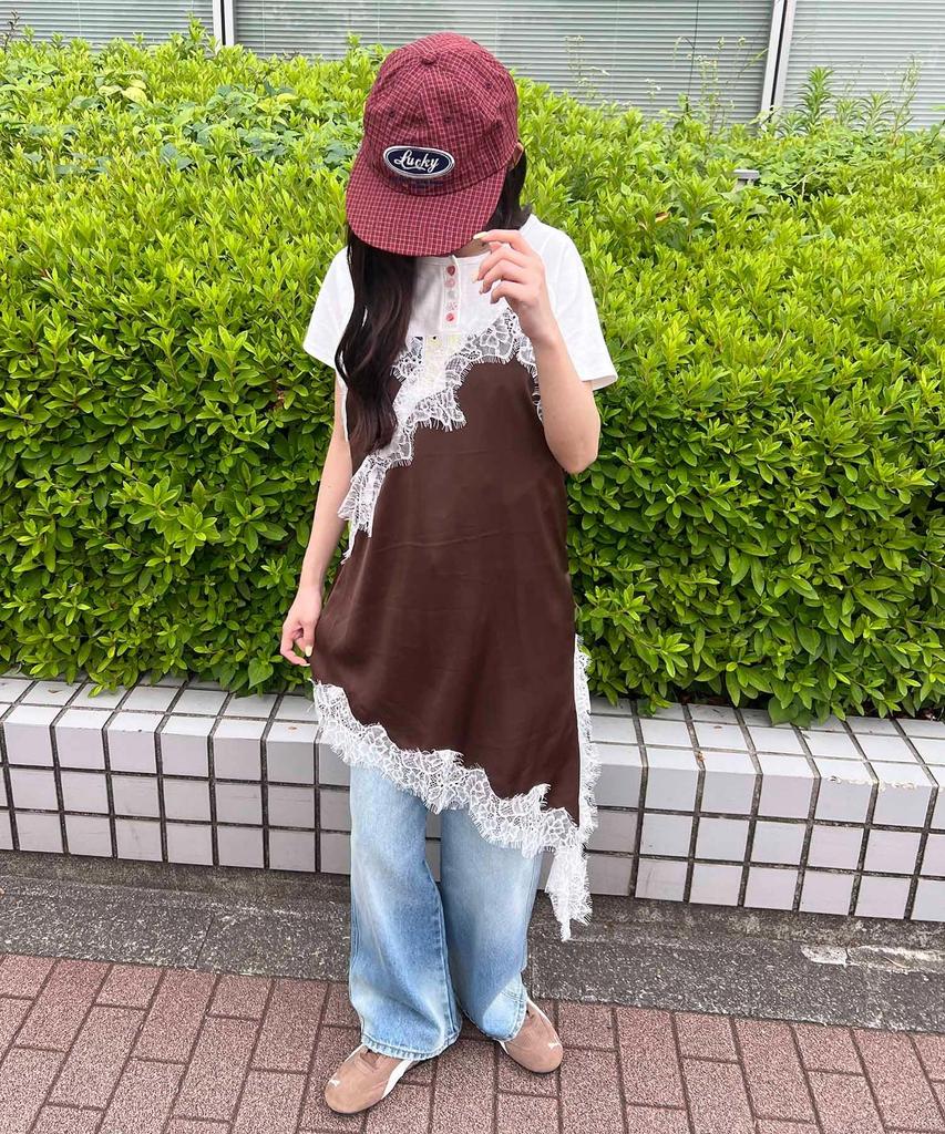 WC Asymmetrical Hem Satin Camisole Dress F Brown [WEGO] Women's