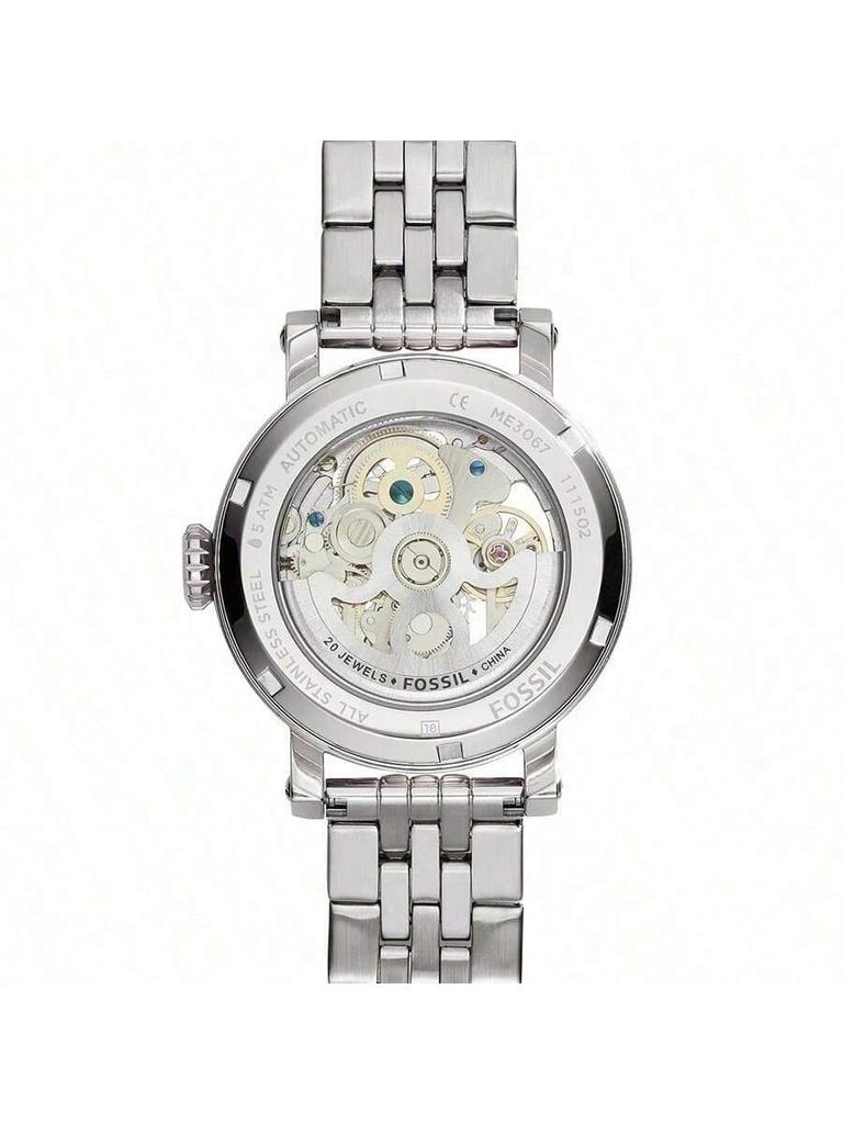 Fossil Women's Mechanical Stainless Steel Three-Hand Watch Stainless Steel Case/Glass ME3067