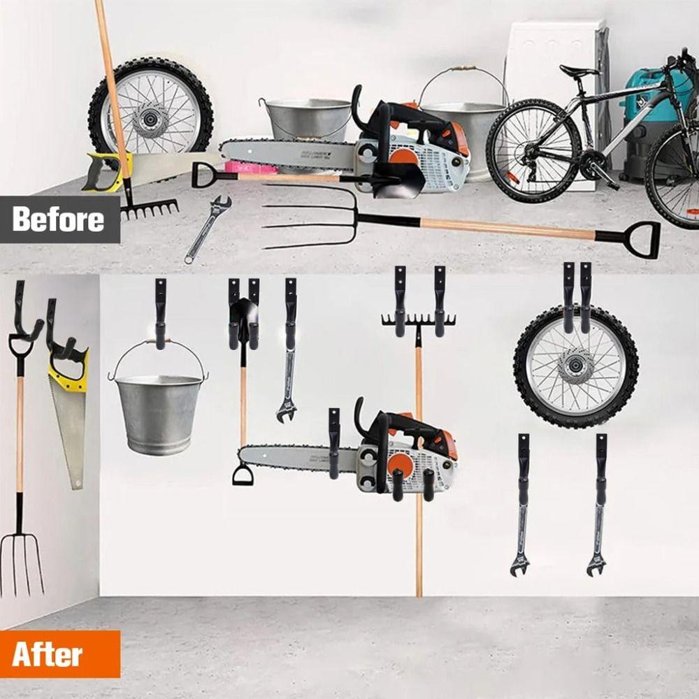 2Sets Heavy Duty Garage J-shaped Hook with Screws Wall-mounted Bicycle Hook Garage Storage Hooks