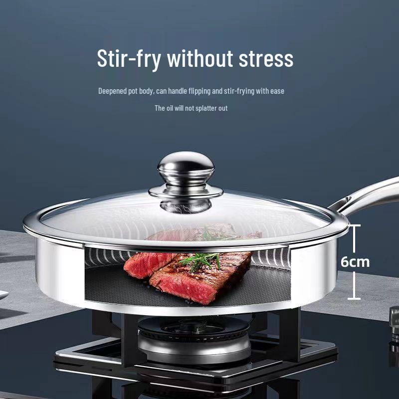 Zhi Shi 30CM Stainless Steel Frying Pan with Lid
