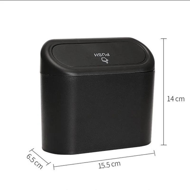 Car Trash Bin Hanging Vehicle Garbage Dust Case Storage Box Black Square Pressing Type Trash Can Auto Interior Accessories