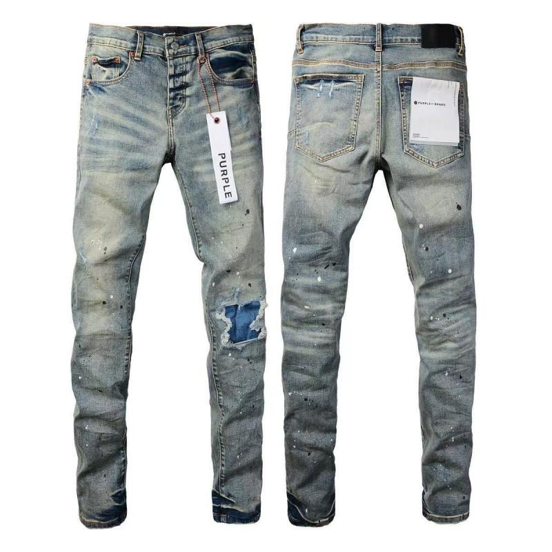 Mens Straight Fit Distressed Patchwork Denim Jeans Vintage Streetwear Style High Waist Ripped Cotton