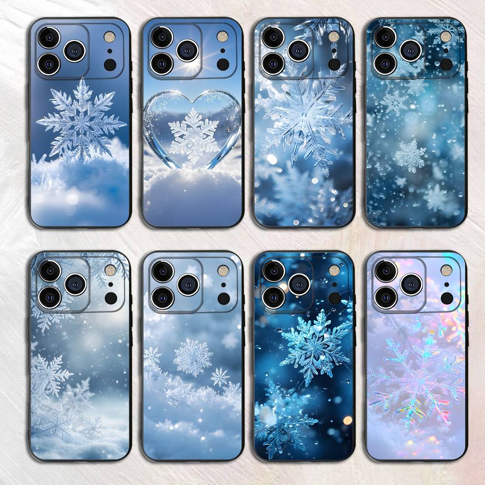 Beautiful Snowflake Silicone Soft Phone Case For iPhone17 16 15 14 13 12 11 Pro Max Plus X XR SE Cover
