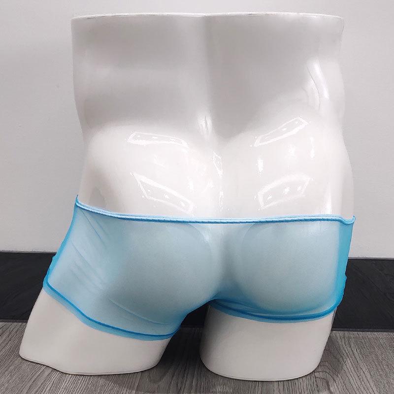 Men's Underwear Mesh Transparent Flat Corner Pants Low Waist Breathable Thin Four Corner Shorts