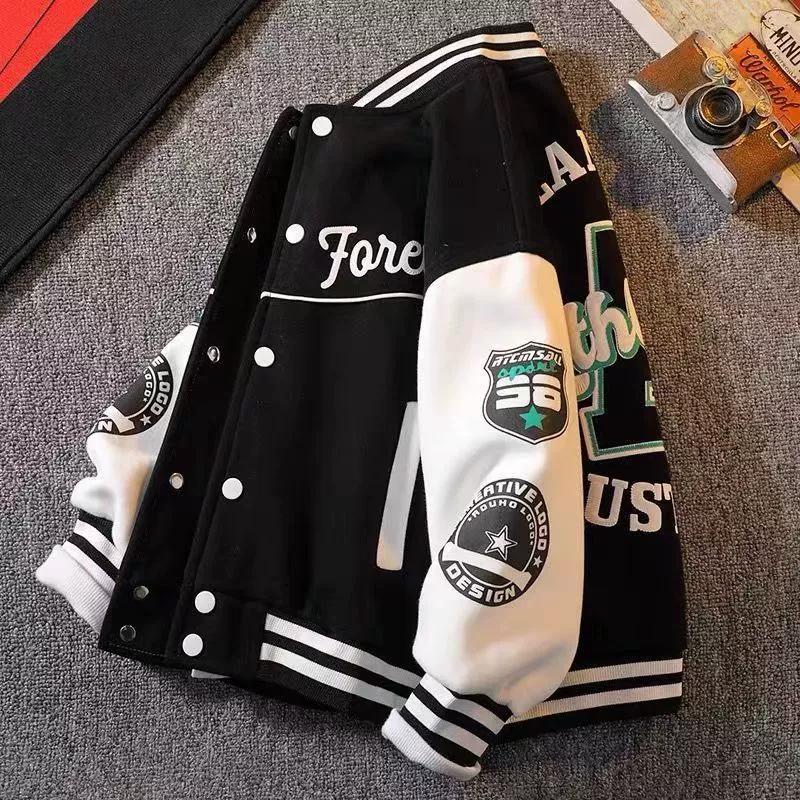 Autumn Boys Bomber Jacket Children Spring Letter Print Outerwear Kids Streetwear Varsity Baseball Uniform Coats 3-14 Years Old