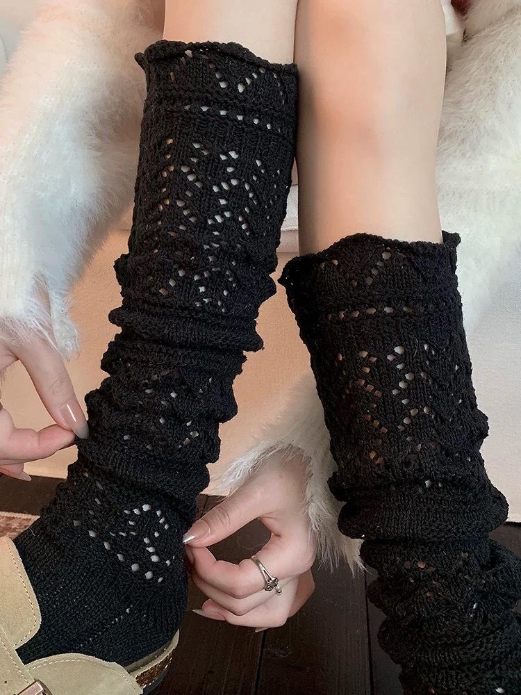 

Retro Stacked Socks, Spring And Autumn Warm Wool Calf Socks, Wei Xue, The Same Knitted Woolen Stockings One size fits all чорний