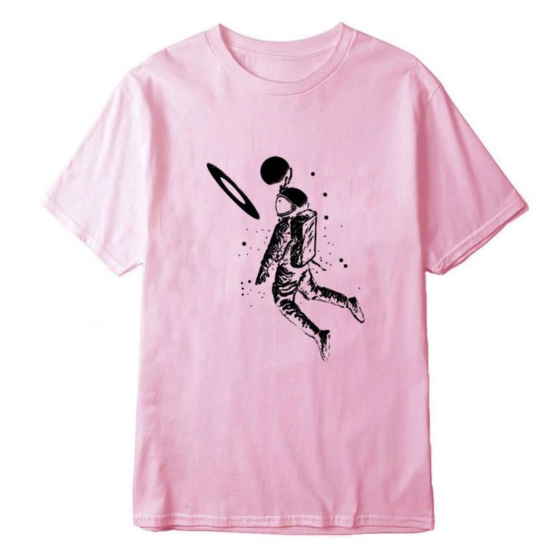 Unisexs TShirt High Quality Cotton Blend Funny Moon Astronaut Print Summer Casual Loose Unisex Tshirt ONeck Male TShirt Tees Tops