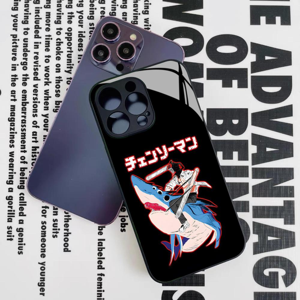C-ChainsawS M-Man Aki Hayakawa Phone Case for Iphone 16 15 14 12 11 13 Pro Max Mini 8 X Xr Xs Puls Black Glass Cover