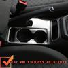 For Volkswagen VW T-Cross 2018-2026 2026 2026 LHD Center Water Cup Holder Panel Decorative Frame Cover Trim Sticker Steel Acc.