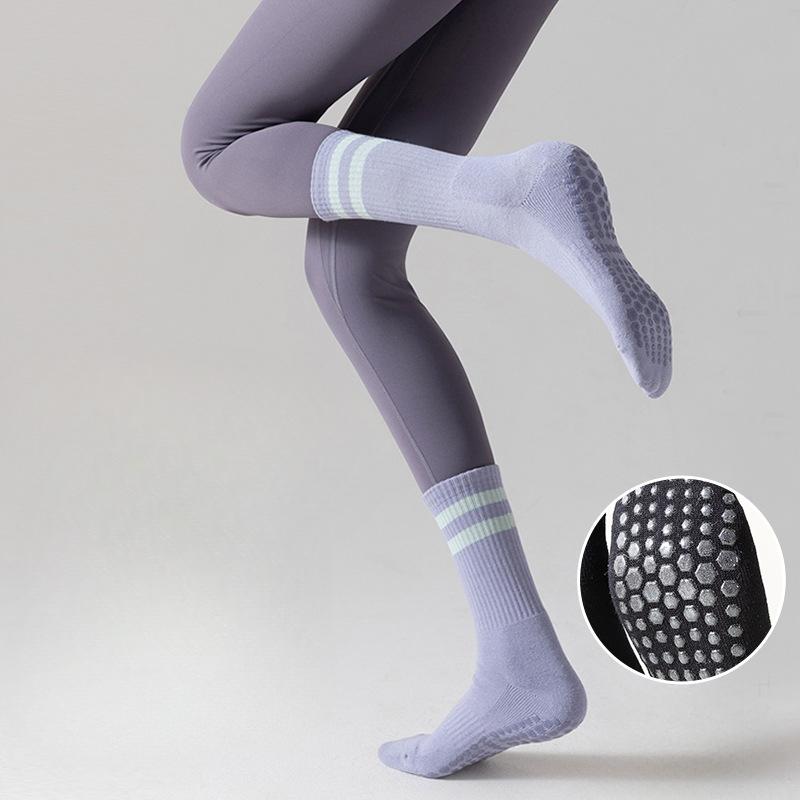 

Yoga Socks, Women s Mid-calf Socks, Cotton, Autumn and Winter Fitness, Dance, Pilates, Professional Anti-slip Sports, Adult Floor Socks 1 pair