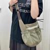 Sweet Cool Bow Canvas Shoulder Bags Women Vintage Drawstring Pocket Chic Casual Crossbody Bag Ladies Retro Messenger Bag Bolsos