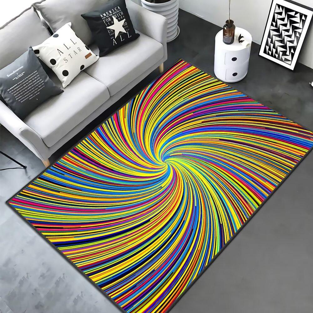

Modern Minimalist Living Room Floor Mat Soft Non-Slip Area Rug 2D Geometric Spiral Stripes Home Decor Carpets for Bedroom 40X60CM